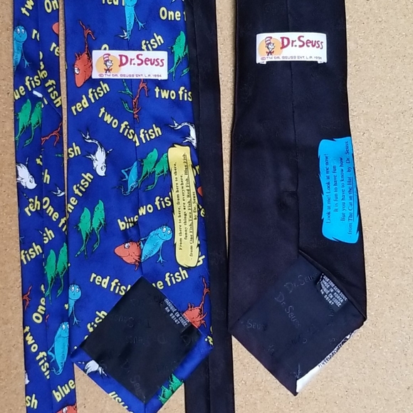 2 Dr Suess Ties - Cat in Hat & One Fish, Two Fish - Picture 3 of 4